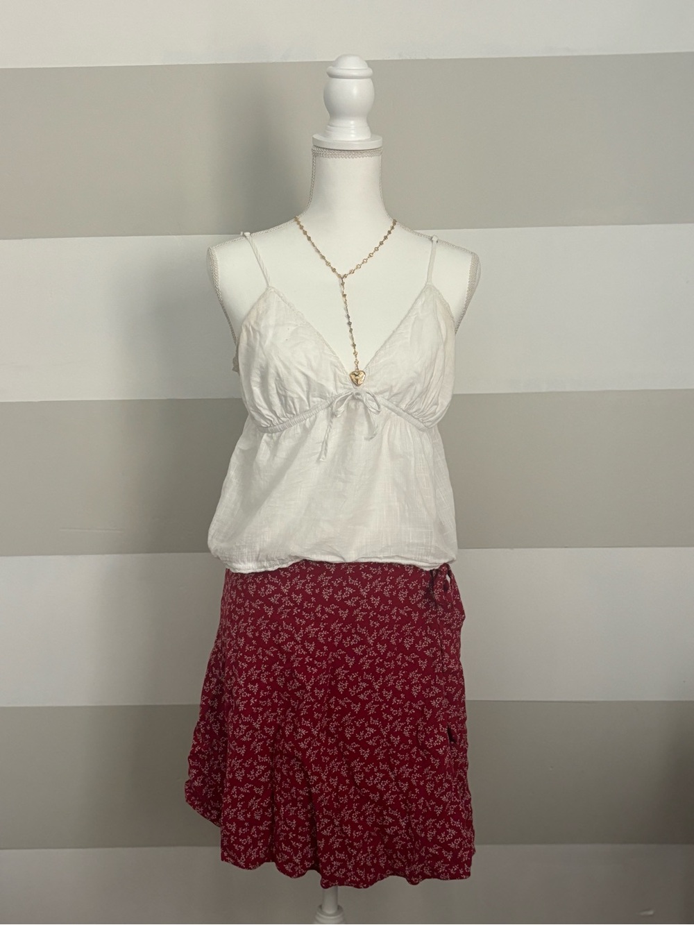 Brandy Melville Red Floral Skirt